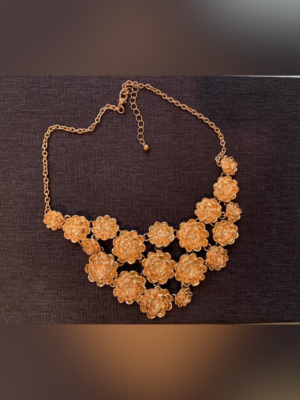 Retro Gold Tone Floral Statement Necklace